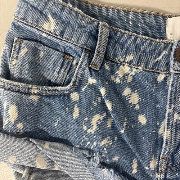 NEW One Teaspoon Free People Sz 26 2 acid Shorts Blue Distressed white sexy - Picture 2 of 4